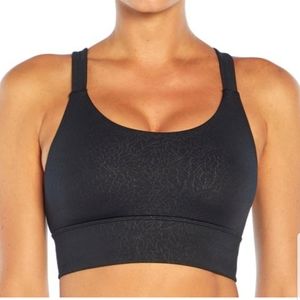 MARIKA True Black Linear Floral-Embossed Lacey Racerback Sports Bra large NWT